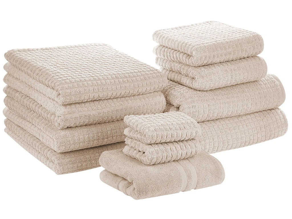 SoftNest™ – Set van 11 Katoenen Handdoeken (Beige)