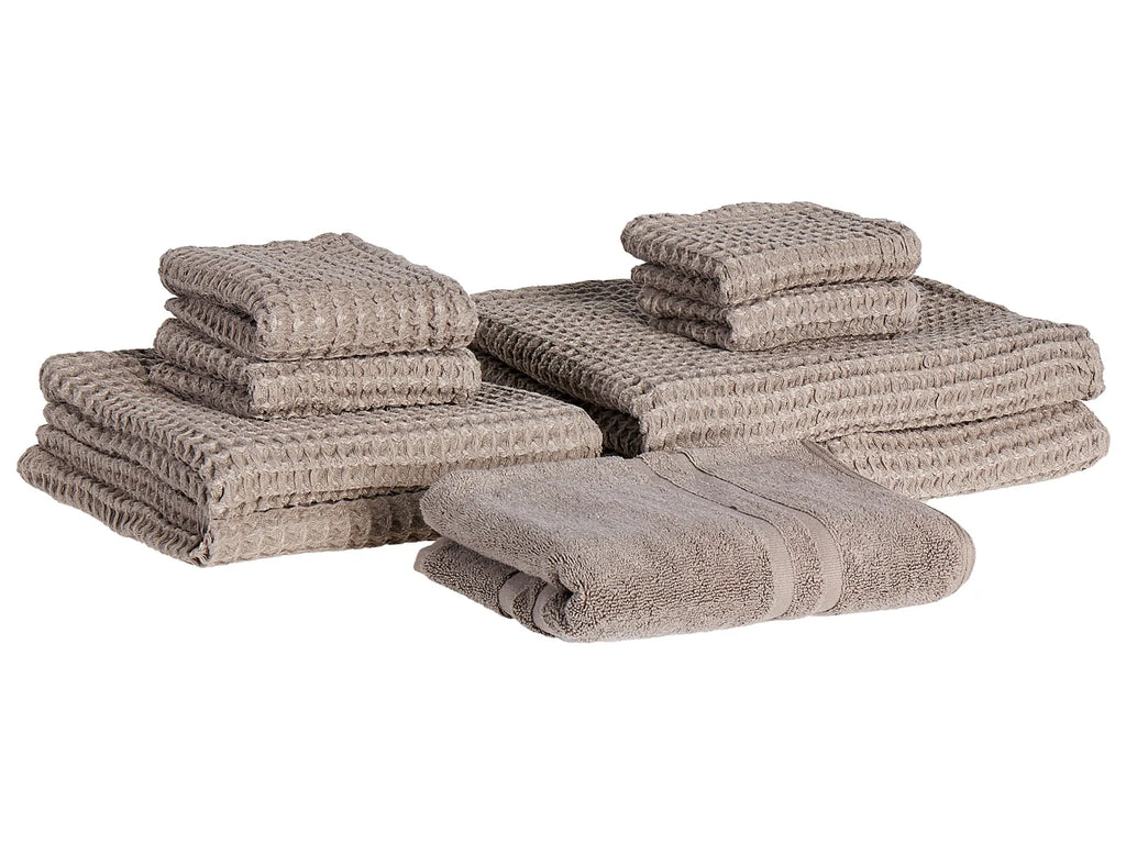 CalmNest™ – Set van 9 Katoenen Handdoeken (Taupe)