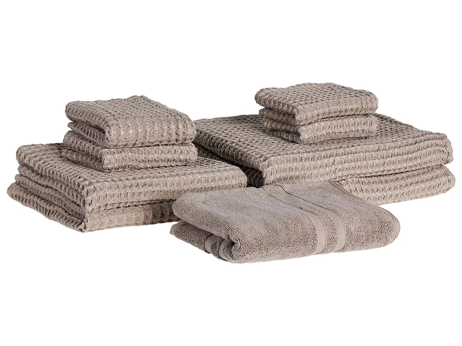 CalmNest™ – Set van 9 Katoenen Handdoeken (Taupe)