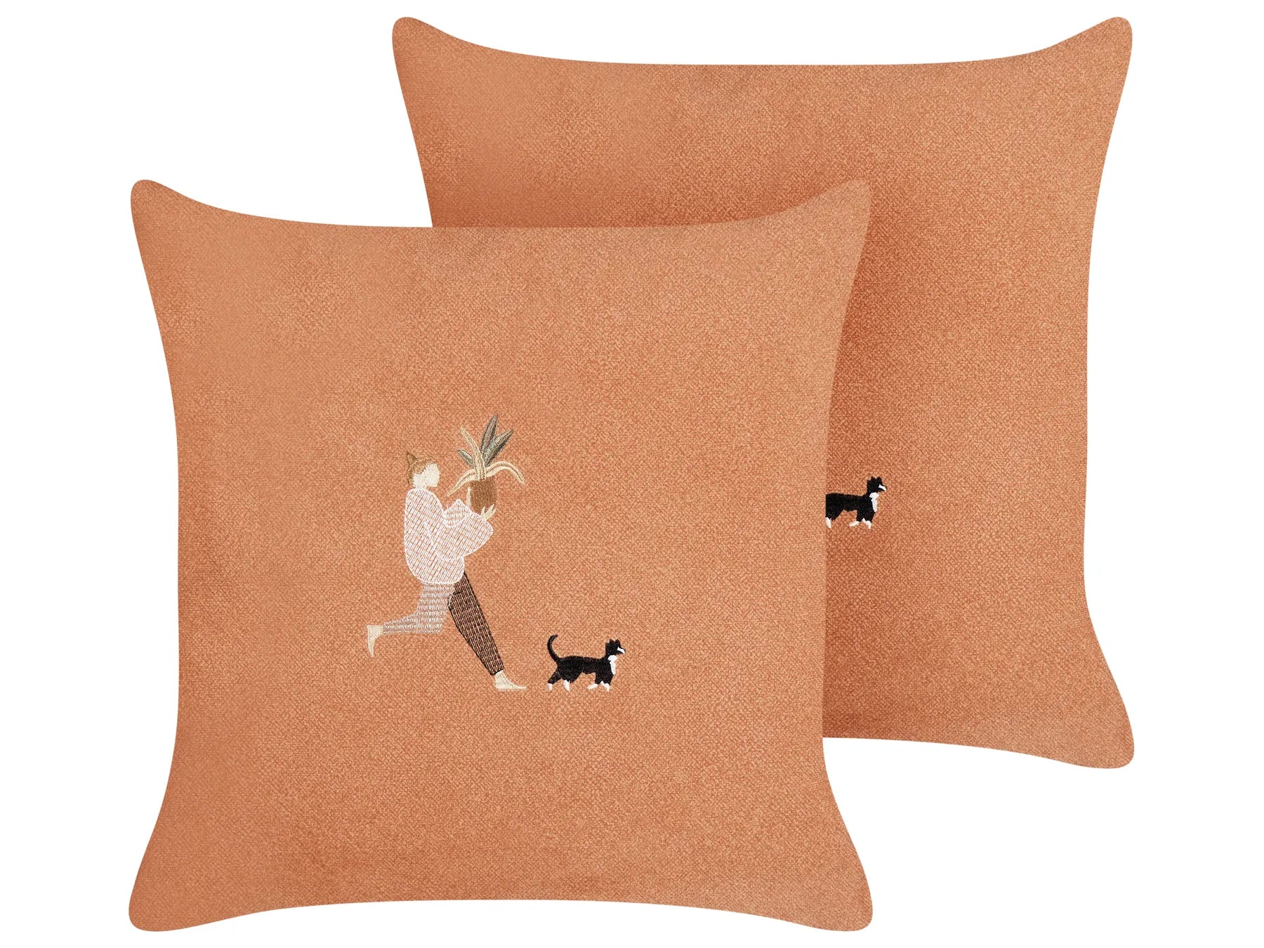 Set van 2 Sierkussens CushioBloom™ – 45 x 45 cm – Effenkleurig Oranje